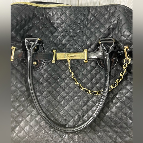 Steve Madden Black Bag- Leopard Print Interior - Picture 3 of 10